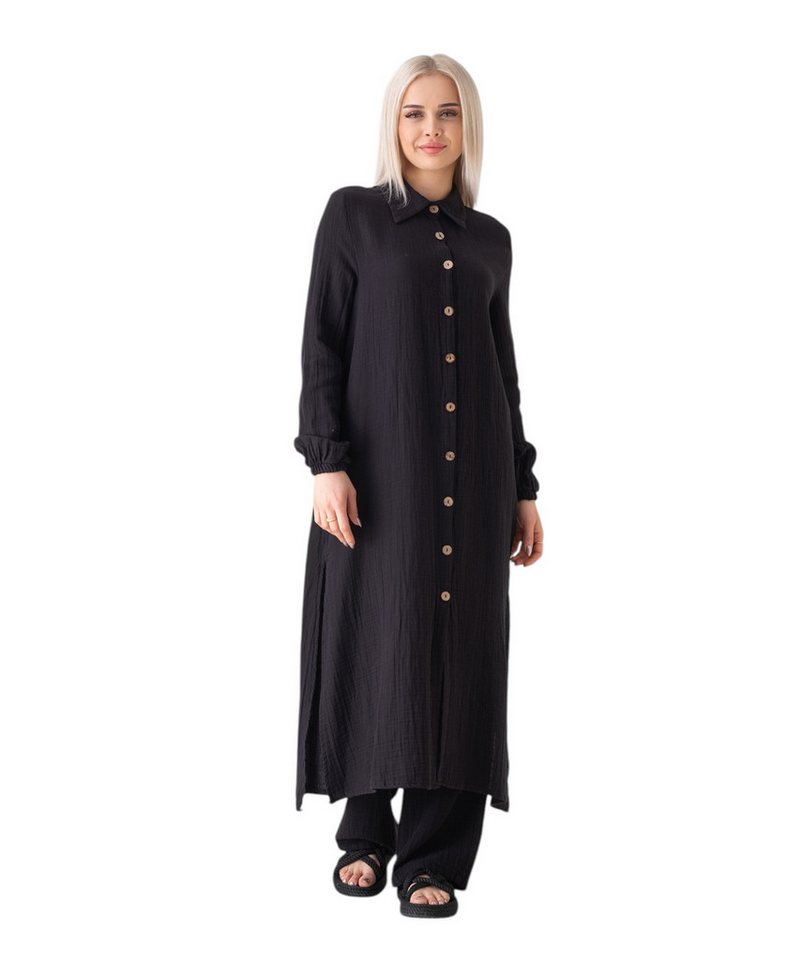 WENOR Longtunika Musselin 130cm lang Kokosknopf 100% Baumwolle Modest Look 36-50 von WENOR