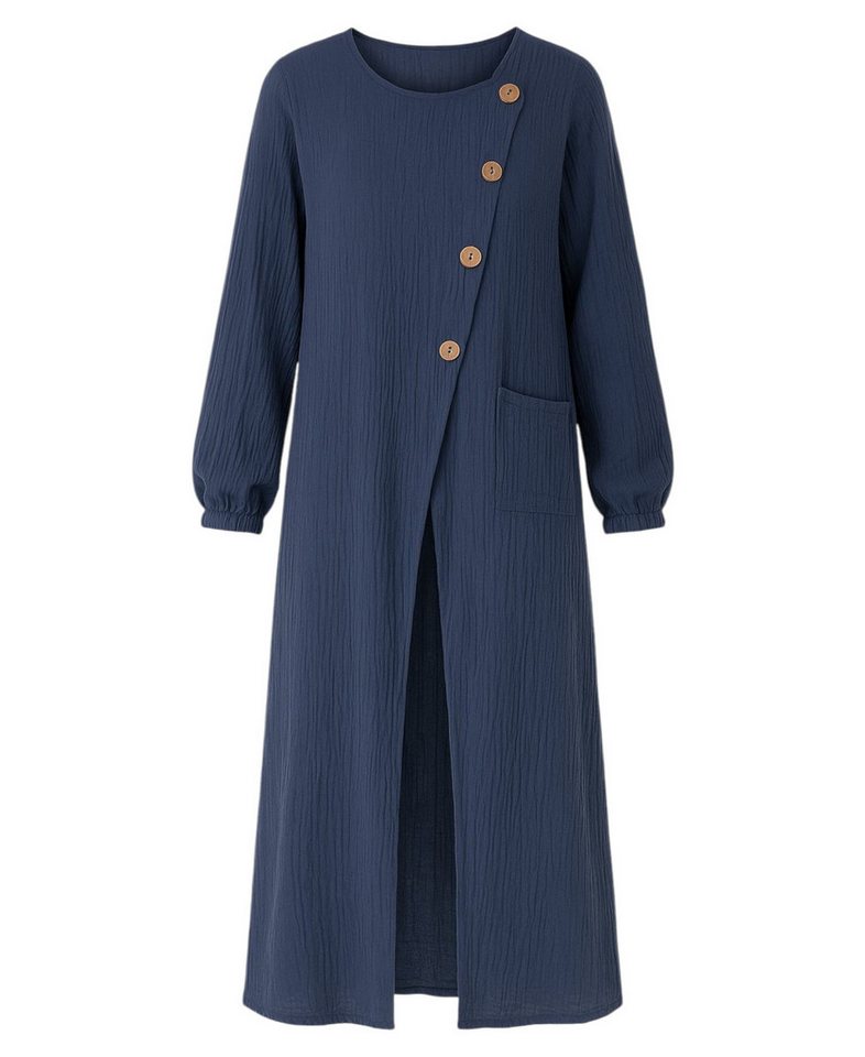 WENOR Longtunika Musselin mit Frontschlitz, Knopfdetail, 100 % Baumwolle, 130 cm Frontschlitz, asymmetrisches Knopfdesign, extra lang von WENOR