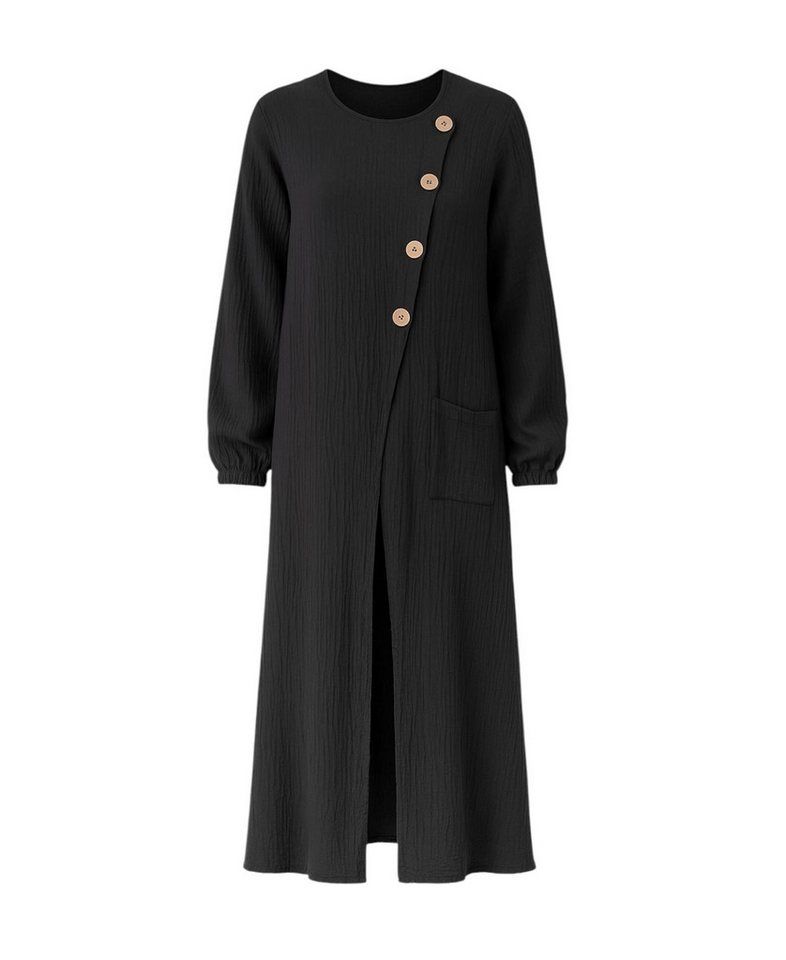 WENOR Longtunika Musselin mit Frontschlitz, Knopfdetail, 100 % Baumwolle, 130 cm Frontschlitz, asymmetrisches Knopfdesign, extra lang von WENOR