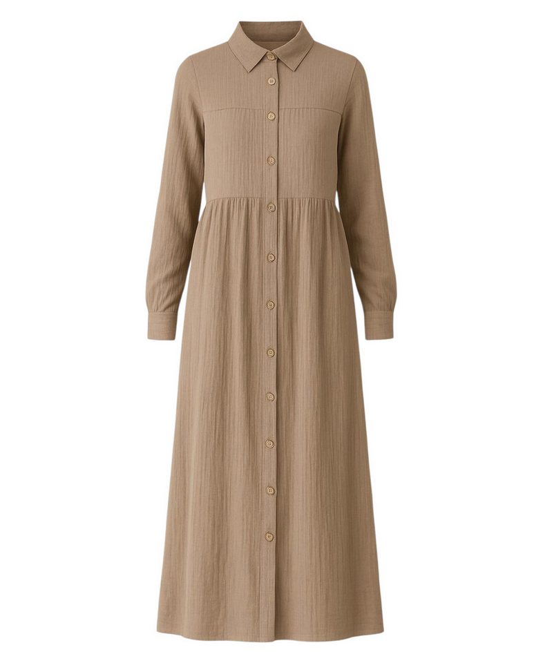 WENOR Sommerkleid Musselin Maxikleid 100% Baumwolle, mit Knopfleiste, 145 cm Modest hoher Tragekomfort, blickdicht, figurumspielend von WENOR