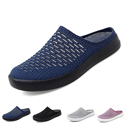 WENOREG Damen-Sneaker, Plateau-Sneaker, leicht, offener Rücken, modisch, Netzstoff, atmungsaktiv, bequem, geschlossen, runde Zehenpartie, niedrige Oberseite, Loafer, Blau, 38.5 EU von WENOREG