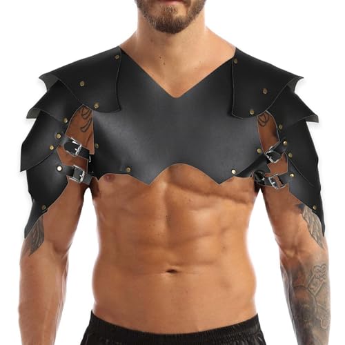 WENTPOL Harness Herren brust Brust Herren Verstellbare Brust Harness Leder Soldat Rüstung Männer Steampunk Schulterpanzer Schulter Rüstung Schnalle Gürtel Cosplay Party Gladiator Soldat Kostüm von WENTPOL