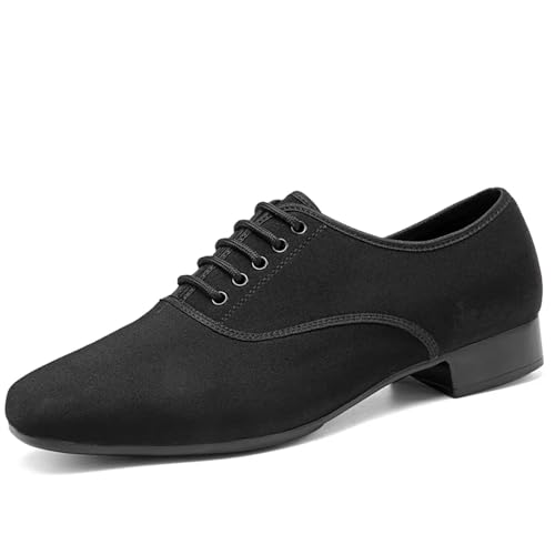 Herren Latein Tanzschuhe Ballsaal-Latein-Tanzschuhe for Herren, Jazz-Schuhe, Turnschuhe for, niedriger Absatz, professionelle oder Übungs-Tanzschuhe, Oxford-Stoff(Indoor Calfskin Sole,44) von WEOKDFHA