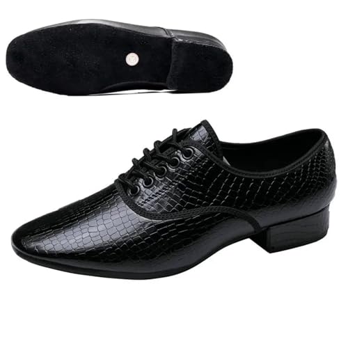 Herren Latein Tanzschuhe Herren Modern Dance Schuhe Mann Square Outdoor Latin Jazz Indoor Wildleder Sohle Ballsaal Walzer Heels(Indoor Wool Bottom,38) von WEOKDFHA