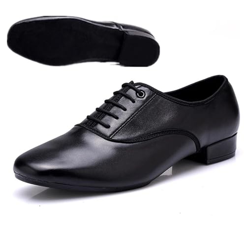 Herren Latein Tanzschuhe Herren Standard-Tanzschuh, Ballsaal-Schuh, professionelles Echtleder, lateinamerikanische Tanzschuhe, Übungswettbewerb(Black Wool Bottom,41) von WEOKDFHA