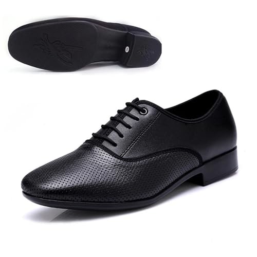 Herren Latein Tanzschuhe Herren Standard-Tanzschuh, Ballsaal-Schuh, professionelles Echtleder, lateinamerikanische Tanzschuhe, Übungswettbewerb(Perforated Rubber BO,38) von WEOKDFHA