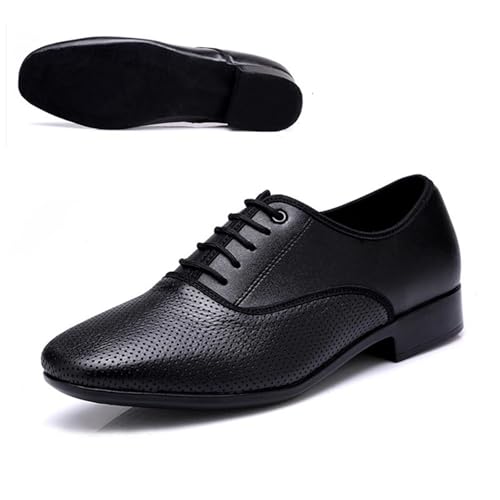 Herren Latein Tanzschuhe Herren Standard-Tanzschuh, Ballsaal-Schuh, professionelles Echtleder, lateinamerikanische Tanzschuhe, Übungswettbewerb(Punched Wool Bottom,45) von WEOKDFHA