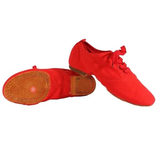 Herren Latein Tanzschuhe Kinder Ballett Schuhe Leinwand Frauen Männer Tanz Tango Latin Modern Jazz Dance Yoga Ausbildung(Red Suede Sole,35) von WEOKDFHA