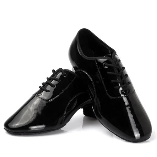 Herren Latein Tanzschuhe Latin Dance Schuhe Leder Männer Moderne Ballsaal International Platz Männliche Tanzen Schuh Weiche Sohle Turnschuhe Junge Kind(Bright Leather,37) von WEOKDFHA