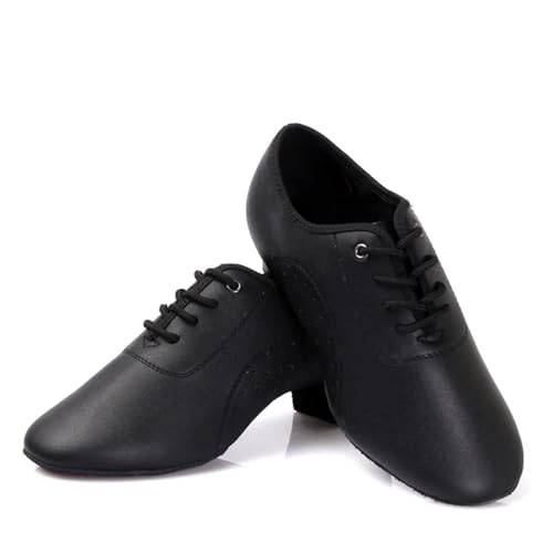 Herren Latein Tanzschuhe Latin Dance Schuhe Leder Männer Moderne Ballsaal International Platz Männliche Tanzen Schuh Weiche Sohle Turnschuhe Junge Kind(Leather,40) von WEOKDFHA
