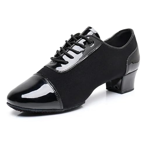 Herren Latein Tanzschuhe Männer Kinder Latin Salsa Tanzschuhe Erwachsene Jazz Tango Schwarz Gespleißt Jungen Ballsaal Größe 37-45(43) von WEOKDFHA