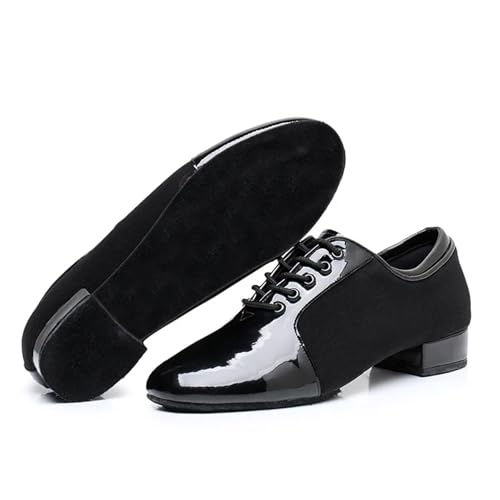 Herren Latein Tanzschuhe Männer Modern Dance Schuhe Männlichen Oxford Stoff Tango Latin 2,5 cm Heels Atmungsaktive(Straight Bottom,39) von WEOKDFHA