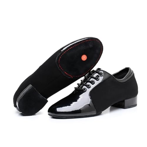 Herren Latein Tanzschuhe Männer Modern Dance Schuhe Männlichen Oxford Stoff Tango Latin 2,5 cm Heels Atmungsaktive(Two Point Bottom,44) von WEOKDFHA