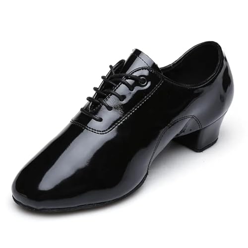 Herren Latein Tanzschuhe Männer Weiche Leder Ballsaal Tanz Schuhe for Latino Kinder Latin Dance Jungen Erwachsene Lehrer Moderne Jazz(3.5cm Black Light,26) von WEOKDFHA