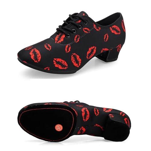 Herren Latein Tanzschuhe Weiche Sohle Unisex Tanzschuhe for Männer Frauen Mädchen Gesellschaftstanz Modern Tango Jazz Performance Praxis Salsa Schuhe(Fur Bottom 3cm,35) von WEOKDFHA