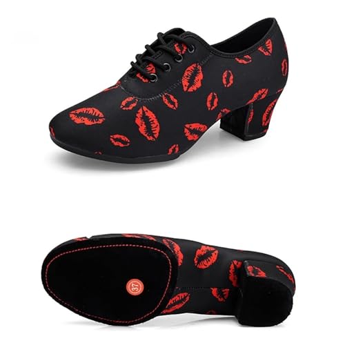 Herren Latein Tanzschuhe Weiche Sohle Unisex Tanzschuhe for Männer Frauen Mädchen Gesellschaftstanz Modern Tango Jazz Performance Praxis Salsa Schuhe(Fur Bottom 5cm,39) von WEOKDFHA