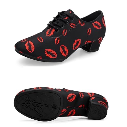 Herren Latein Tanzschuhe Weiche Sohle Unisex Tanzschuhe for Männer Frauen Mädchen Gesellschaftstanz Modern Tango Jazz Performance Praxis Salsa Schuhe(Rubber Sole 3cm,41) von WEOKDFHA