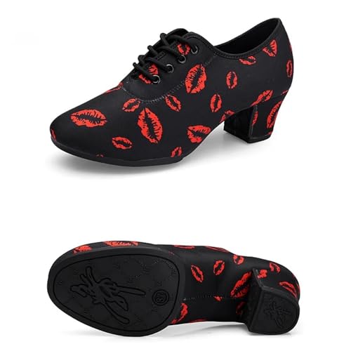 Herren Latein Tanzschuhe Weiche Sohle Unisex Tanzschuhe for Männer Frauen Mädchen Gesellschaftstanz Modern Tango Jazz Performance Praxis Salsa Schuhe(Rubber Sole 5cm,37) von WEOKDFHA