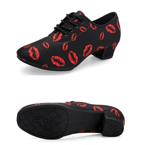 Herren Latein Tanzschuhe Weiche Sohle Unisex Tanzschuhe for Männer Frauen Mädchen Gesellschaftstanz Modern Tango Jazz Performance Praxis Salsa Schuhe(Straight Glue 3cm,39) von WEOKDFHA