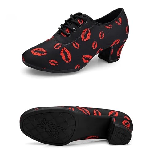 Herren Latein Tanzschuhe Weiche Sohle Unisex Tanzschuhe for Männer Frauen Mädchen Gesellschaftstanz Modern Tango Jazz Performance Praxis Salsa Schuhe(Straight Glue 5cm,34) von WEOKDFHA