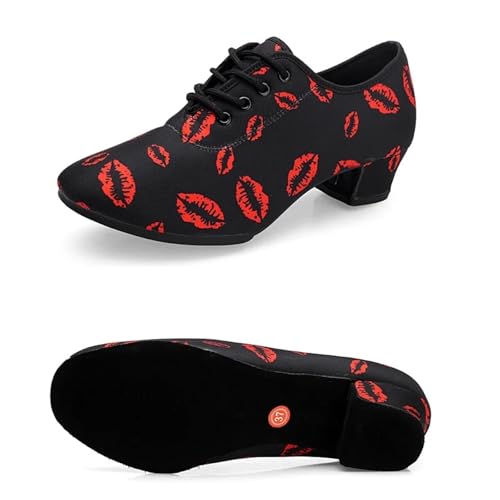 Herren Latein Tanzschuhe Weiche Sohle Unisex Tanzschuhe for Männer Frauen Mädchen Gesellschaftstanz Modern Tango Jazz Performance Praxis Salsa Schuhe(Straight fur 3cm,40) von WEOKDFHA