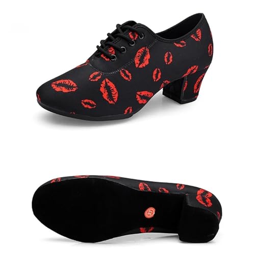 Herren Latein Tanzschuhe Weiche Sohle Unisex Tanzschuhe for Männer Frauen Mädchen Gesellschaftstanz Modern Tango Jazz Performance Praxis Salsa Schuhe(Straight fur 5cm,38) von WEOKDFHA