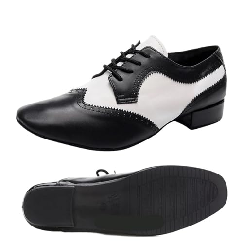 Herren Latein Tanzschuhe Weiche Tanzschuhe Männer Kuh Leder Latin Schuhe Männlichen Jazz Tango Walzer Ballroom Dance Wear Bühne Zeigen Sport Casual Schuhe(Rubber Sole,38) von WEOKDFHA