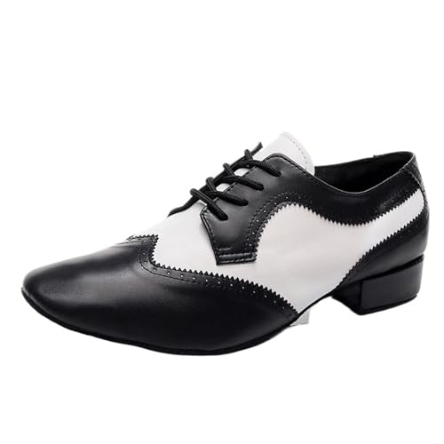 Herren Latein Tanzschuhe Weiche Tanzschuhe Männer Kuh Leder Latin Schuhe Männlichen Jazz Tango Walzer Ballroom Dance Wear Bühne Zeigen Sport Casual Schuhe(Suede Sole,45) von WEOKDFHA