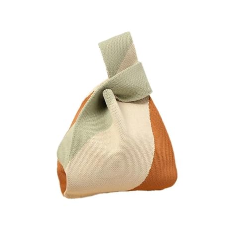 Knoten-Handgelenktasche Gestrickte Umhängetasche Weiblichen Koreanischen Mode Baumwolle Garn Häkeln Weste Form Tote Tasche for Frauen Girly Vintage Süße(Green) von WEOKDFHA