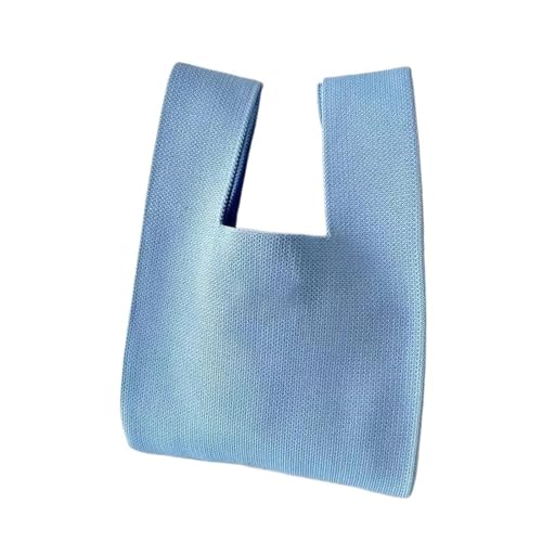 Knoten-Handgelenktasche Handgemachte Strick-Handtasche For Damen, Mini-Knoten-Handgelenktasche, Weiblich, Lässige Farbe, Einkaufstasche, Wiederverwendbare Einkaufstasche(Blue) von WEOKDFHA