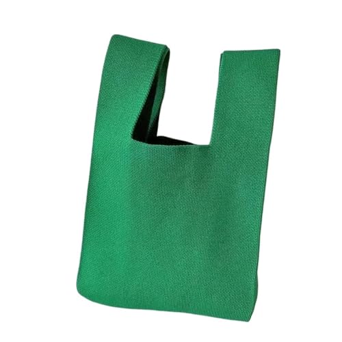 Knoten-Handgelenktasche Handgemachte Strick-Handtasche for Damen, Mini-Knoten-Handgelenktasche, weiblich, lässig, Farbe, breite Einkaufstasche, wiederverwendbare Einkaufstasche(Green) von WEOKDFHA