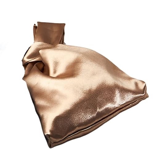 Knoten-Handgelenktasche Handtasche Frauen Handgelenk Tasche Mini Knoten Vintage Seide Einkaufstasche Weibliche Casual Farbe Student Wiederverwendbare Falten Einkaufstasche(Champagne Gold) von WEOKDFHA