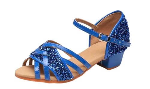 Latein-Tanzschuhe Für Damen Erwachsene und Kinder Mutter Tochter Schuhe Standard Frau Tanzschuhe Latin Dance Stiefel Latino Frauen Tanz Heels(Blue,24) von WEOKDFHA