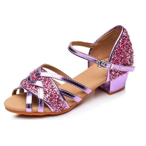 Latein-Tanzschuhe Für Damen Erwachsene und Kinder Mutter Tochter Schuhe Standard Frau Tanzschuhe Latin Dance Stiefel Latino Frauen Tanz Heels(Purple,32) von WEOKDFHA