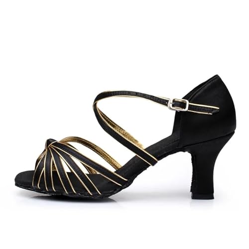 Latein-Tanzschuhe Für Damen Frauen Latin Dance Schuhe Ballsaal Tango Tanzen for Damen Mädchen Satin 5/7 cm absätzen Party Tanz Sandalen(7cm HEI jin,35) von WEOKDFHA