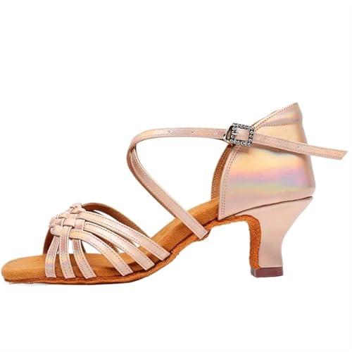 Latein-Tanzschuhe Für Damen Frauen Latin Dance Schuhe Weichen Boden Ballon Salsa Professionelle Tanz her Mädchen High Heels 5, cm/7, cm/8, cm(Champagne Gold 5.5CM,34) von WEOKDFHA