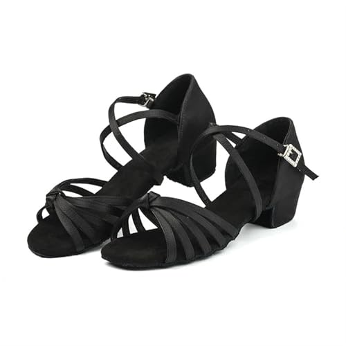 Latein-Tanzschuhe Für Damen Latein Tanzschuhe 24-41 Kinder Mädchen Damen Tango Low Heels Tanz Jazz(Black5,28) von WEOKDFHA