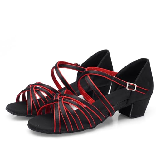 Latein-Tanzschuhe Für Damen Mädchen Latin Dance Schuhe Ballsaal Salsa Tanzen Low Heels Kinder Tango(Gray,40) von WEOKDFHA