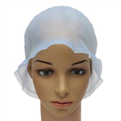 Strähnchenhaube Wiederverwendbare Silikon-Färbekappe for Hervorheben von Farbstoffen, Sicherheits- und atmungsaktiver Haken, Styling-Tool for Frauen, DIY-Haarfärbewerkzeug(1pcs-blue) von WEOKDFHA
