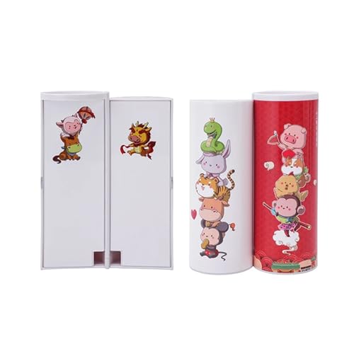 WEOKDFHA Federmäppchen Federmäppchen Einfacher Schulbedarf Schreibwaren Student Stylisches Lernwerkzeuge Rechner(Chinese Zodiac) von WEOKDFHA