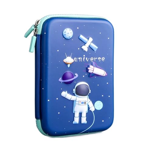WEOKDFHA Federmäppchen Nettes 3D-Karikatur-Universum Federmäppchen Große Kapazität Mulfunction School Student Pen Bags Box Schreibwaren(Blue Astronaut) von WEOKDFHA