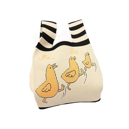 WEOKDFHA Knoten-Handgelenktasche Damen- und Mädchen-Strickhandtasche, Mini-wiederverwendbare Einkaufstasche, Knoten-Handgelenktasche, handgefertigte Umhängetasche, Einkaufstaschen(Color-10) von WEOKDFHA