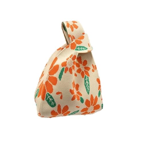 WEOKDFHA Knoten-Handgelenktasche Damen- und Mädchen-Strickhandtasche, Mini-wiederverwendbare Einkaufstasche, Knoten-Handgelenktasche, handgefertigte Umhängetasche, Einkaufstaschen(Color-6) von WEOKDFHA