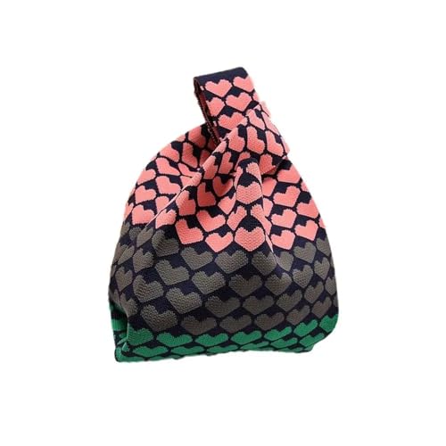 WEOKDFHA Knoten-Handgelenktasche Damen- und Mädchen-Strickhandtasche, Mini-wiederverwendbare Einkaufstasche, Knoten-Handgelenktasche, handgefertigte Umhängetasche, Einkaufstaschen(Color-7) von WEOKDFHA