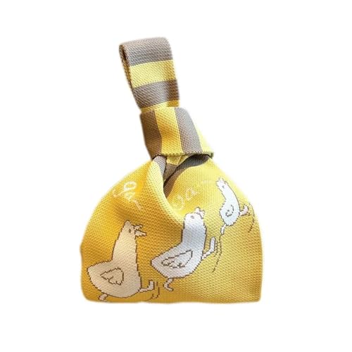 WEOKDFHA Knoten-Handgelenktasche Damen- und Mädchen-Strickhandtasche, Mini-wiederverwendbare Einkaufstasche, Knoten-Handgelenktasche, handgefertigte Umhängetasche, Einkaufstaschen(Color-9) von WEOKDFHA