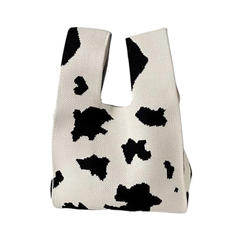WEOKDFHA Knoten-Handgelenktasche Frauen Mini Knoten Handgelenk Tasche Handgemachte Casual Stricken Handtasche Farbe Plaid Einkaufstasche Student Wiederverwendbare Einkaufstaschen(Cloor-01) von WEOKDFHA