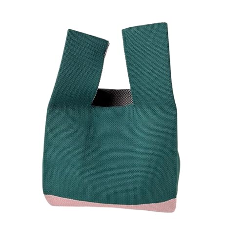 WEOKDFHA Knoten-Handgelenktasche Frauen Mini Knoten Handgelenk Tasche Handgemachte Casual Stricken Handtasche Farbe Plaid Einkaufstasche Student Wiederverwendbare Einkaufstaschen(Cloor-05) von WEOKDFHA