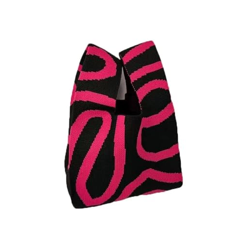 WEOKDFHA Knoten-Handgelenktasche Handgefertigte Strickhandtasche for Damen, Mini-Knoten-Handgelenktasche, lässige Farb-Einkaufstasche, wiederverwendbare Einkaufstaschen(Red) von WEOKDFHA
