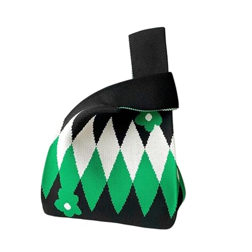 WEOKDFHA Knoten-Handgelenktasche Handgefertigte Strickhandtaschen for Damen, Knoten-Handgelenktasche, lässige kleine Tragetasche for Mädchen, wiederverwendbare Einkaufstaschen(Black-A) von WEOKDFHA