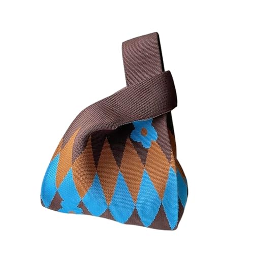 WEOKDFHA Knoten-Handgelenktasche Handgefertigte Strickhandtaschen for Damen, Knoten-Handgelenktasche, lässige kleine Tragetasche for Mädchen, wiederverwendbare Einkaufstaschen(Coffee-A) von WEOKDFHA